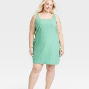 A New Day Women's Tank‎ Mini Shift Green Striped Dress